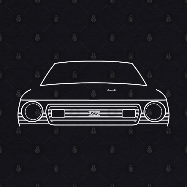 AMC Gremlin 1970s classic car white outline graphic by soitwouldseem